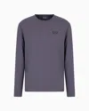Ea7 Long-sleeved Cotton Core Identity T-shirt In Grey