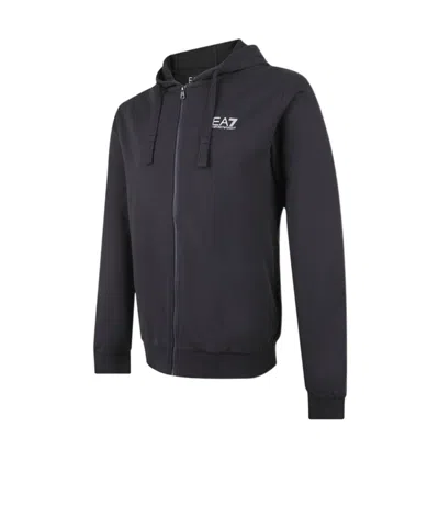 Ea7 Long-sleeved Hooded Casual Jacket In Black
