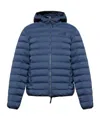 Ea7 Long-sleeved Hooded Cotton Coat In Blue