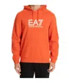Ea7 Long-sleeved Hooded Hoodie In Orange