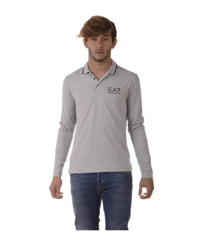Ea7 Long-sleeved Polo Shirt In Grey