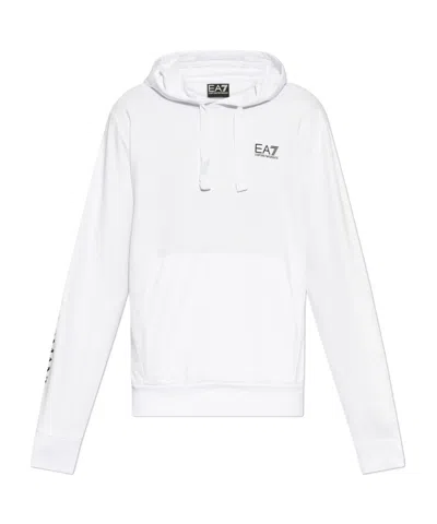 Ea7 Long-sleeved Sweater In White