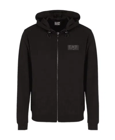 Ea7 Long-sleeved Zipper Sweater In Black