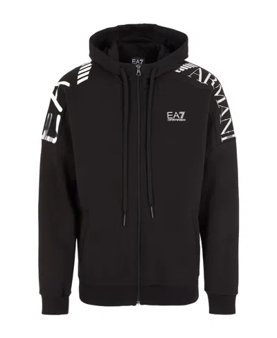 Ea7 Long-sleeved Zipper Sweatshirt In Black