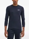 Ea7 Crew Neck T-shirt Core Identity In Cotton With Long Sleeves In Blue