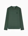 Ea7 Long-sleeved Cotton Core Identity T-shirt In Green