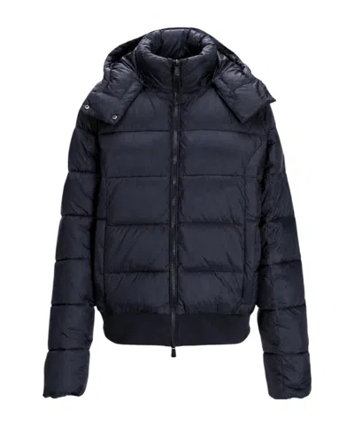 Ea7 Long-sleeved Cotton-padded Jacket In Blue