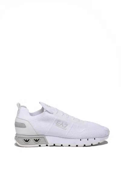 Ea7 Low-profile Sneakers With Knitted Upper In White