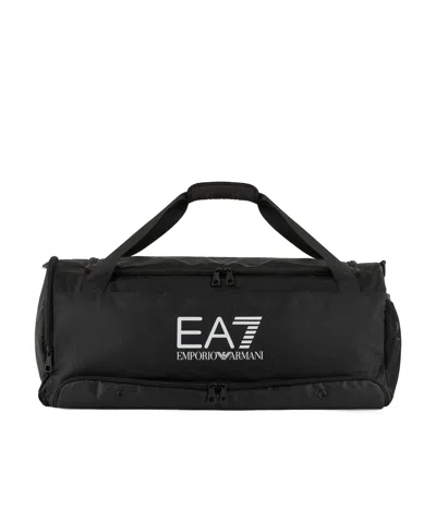 Ea7 Official Store Technical-fabric Medium Duffel Bag With Oversized Logo In Black
