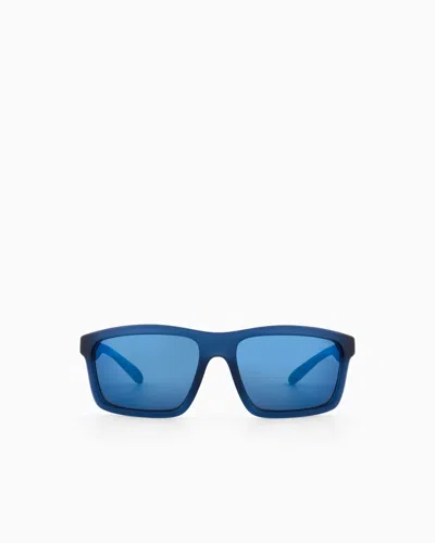 Ea7 Lunettes De Soleil De Forme Rectangulaire In Blue