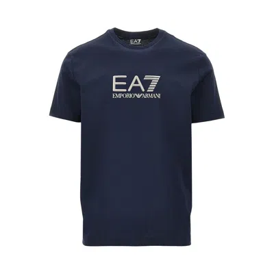Ea7 Lux Identity Cotton T-shirt In Blue