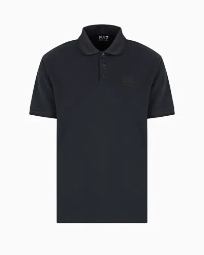 Ea7 Lux Identity Modal-blend Polo Shirt In Blue