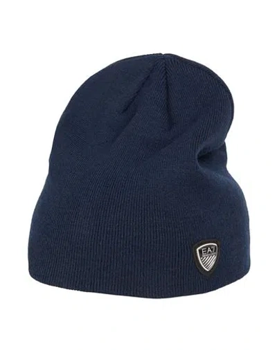 Ea7 Man Hat Midnight Blue Size M Polyester, Acrylic In Blue