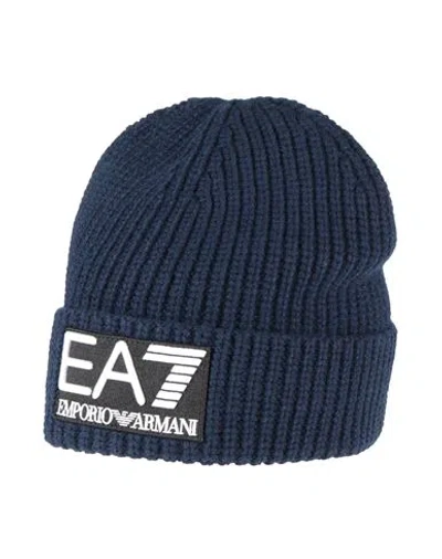 Ea7 Man Hat Midnight Blue Size M Wool, Polyester, Polyamide