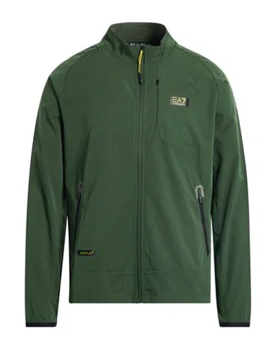 Ea7 Man Jacket Military Green Size Xl Polyester, Elastane