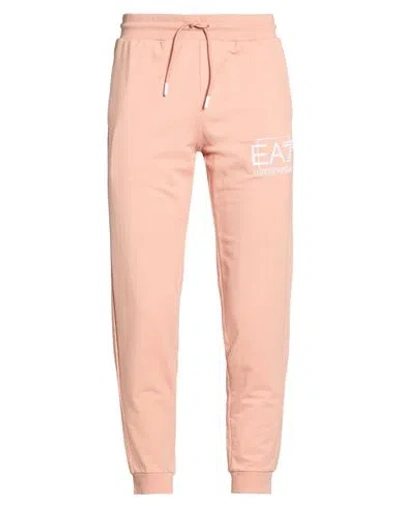 Ea7 Man Pants Apricot Size M Cotton, Elastane In Brown
