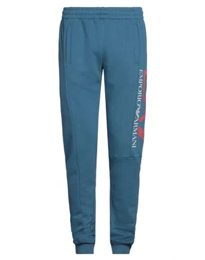 Ea7 Man Pants Azure Size Xxl Cotton, Polyester In Blue