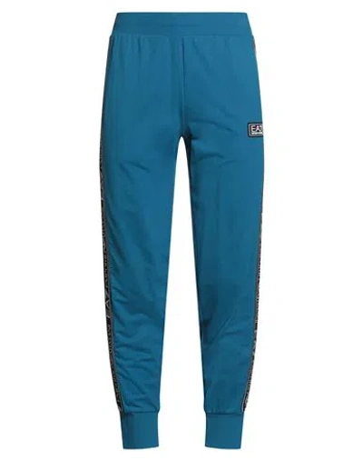 Ea7 Man Pants Azure Size Xl Cotton, Elastane, Polyester, Polyamide In Blue