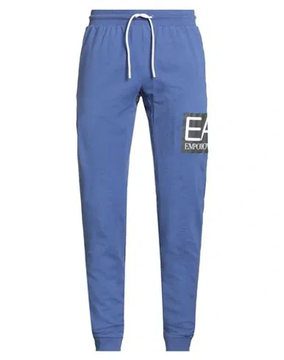 Ea7 Man Pants Azure Size Xxl Cotton, Elastane In Blue