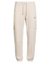 Ea7 Man Pants Beige Size L Cotton, Polyester In Neutral