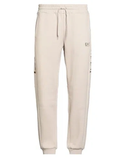 Ea7 Man Pants Beige Size L Cotton, Polyester In Neutral