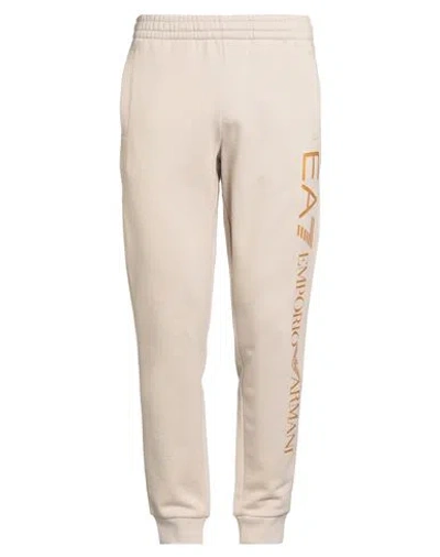 Ea7 Man Pants Beige Size Xl Cotton, Polyester In Animal Print
