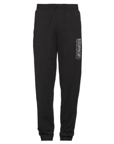 Ea7 Man Pants Black Size Xxs Cotton, Elastane In Black