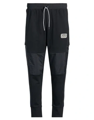 Ea7 Man Pants Black Size Xxl Cotton, Polyamide
