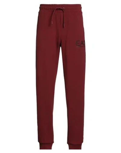 Ea7 Man Pants Brick Size Xs Polyester, Viscose, Elastane In Red