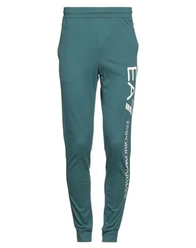 Ea7 Man Pants Deep Teal Size Xs Cotton In Green