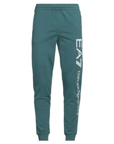 Ea7 Man Pants Deep Teal Size Xl Cotton In Green