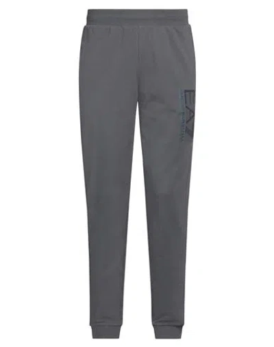 Ea7 Man Pants Lead Size M Cotton, Elastane In Grey