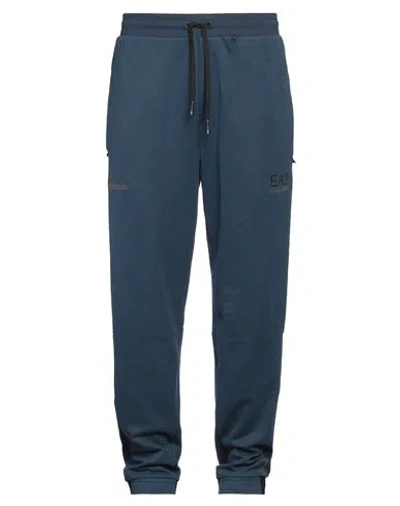 Ea7 Man Pants Navy Size S Cotton, Polyester In Navy Blue
