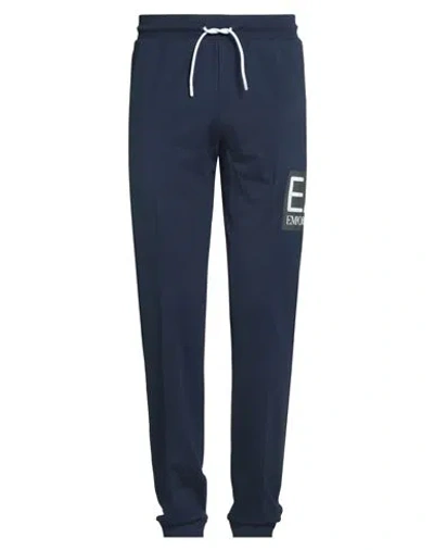 Ea7 Man Pants Navy Size Xl Cotton, Elastane In Blue