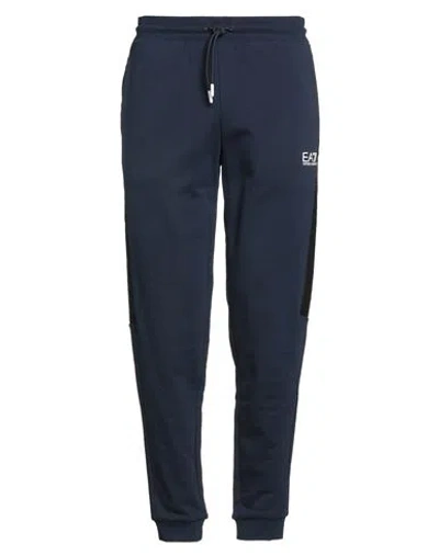 Ea7 Man Pants Navy Size Xxl Cotton, Polyester, Elastane In Blue