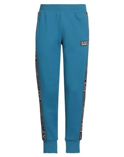 Ea7 Man Pants Pastel Blue Size Xxl Cotton, Polyester, Elastane, Polyamide