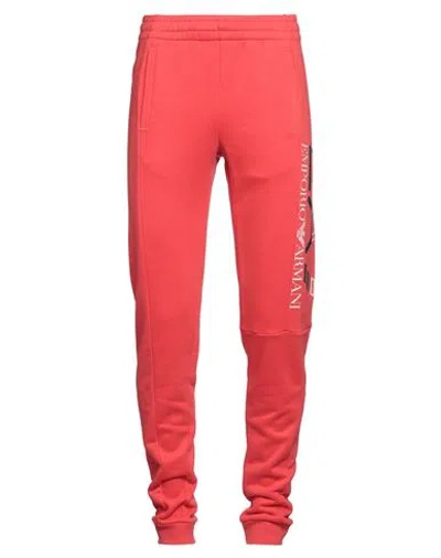 Ea7 Man Pants Red Size Xl Cotton, Polyester