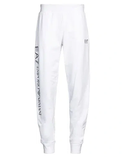 Ea7 Man Pants White Size L Cotton, Elastane