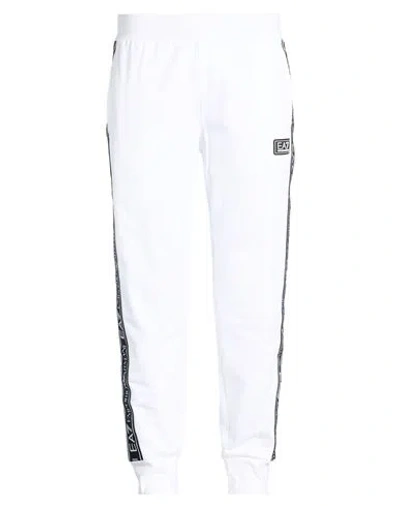 Ea7 Man Pants White Size Xxl Cotton, Elastane, Polyester, Polyamide