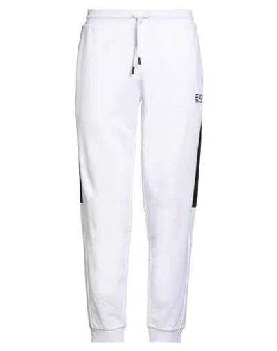 Ea7 Man Pants White Size Xxl Cotton, Polyester, Elastane