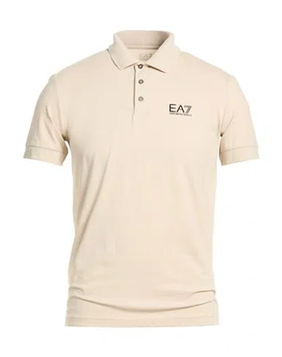 Ea7 Man Polo Shirt Beige Size 3xl Cotton, Elastane In Neutral