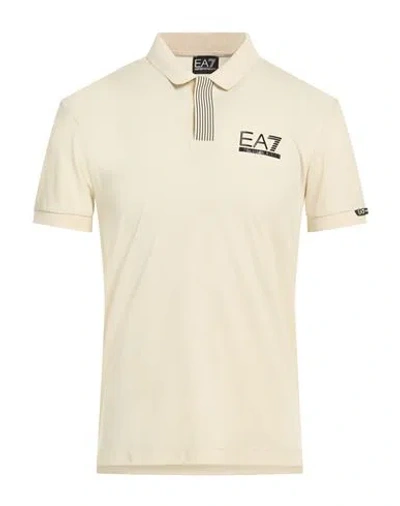 Ea7 Man Polo Shirt Beige Size 3xl Polyamide, Lyocell, Viscose, Elastane, Polyester In Neutral