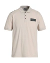 Ea7 Man Polo Shirt Beige Size Xxl Cotton, Polyester, Elastane In Neutral