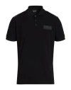 Ea7 Man Polo Shirt Black Size Xxl Cotton, Polyester, Elastane In Black