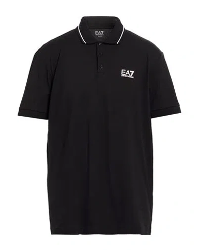Ea7 Man Polo Shirt Black Size 3xl Cotton, Elastane