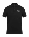 Ea7 Man Polo Shirt Black Size M Modal, Polyester In Black