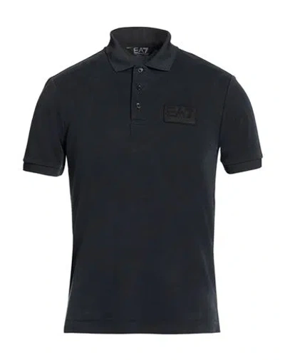 Ea7 Man Polo Shirt Black Size S Lyocell, Polyester