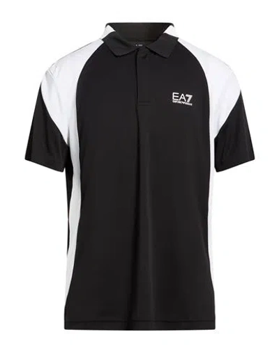 Ea7 Man Polo Shirt Black Size S Polyester