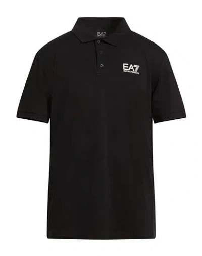 Ea7 Man Polo Shirt Black Size Xxl Cotton, Elastane