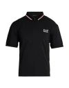 Ea7 Man Polo Shirt Black Size Xxl Polyamide, Elastane, Polyester